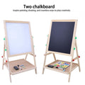 Kids Double-Sided Wooden Easel with Whiteboard & Chalkboard - Adjustable Toddler Art Desk