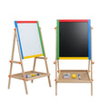 Kids Art Easel Double Sided Chalkboard & Dry Erase Board - Height Adjustable Wooden Stand