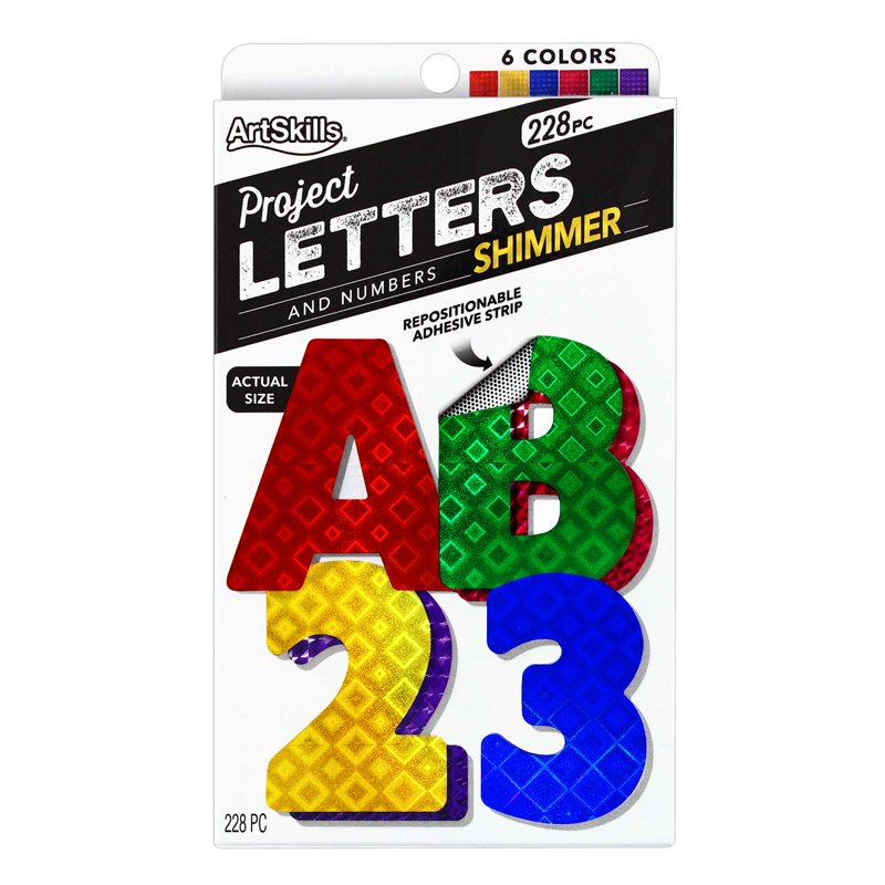 Paper Letters and Numbers Set - 2.5 Inch Holographic Multi-Colors, 216 Pieces