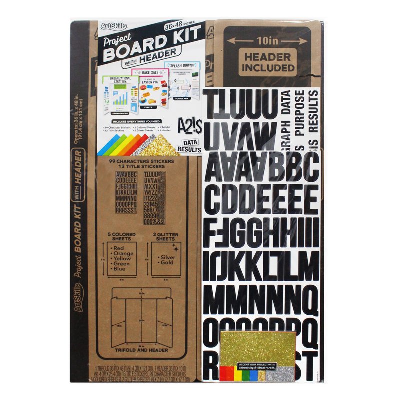 36x48 Inch White Tri-Fold Display Board Kit for School and Office Projects