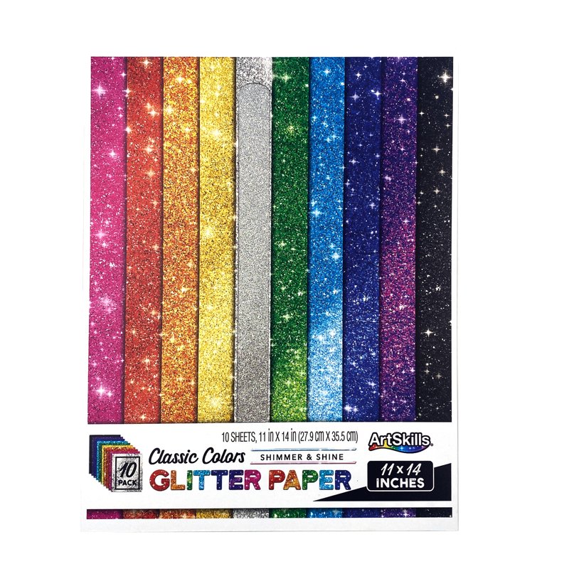 Glitter Paper Sheets - 11x14 Inch Assorted Craft & Scrapbooking Paper, 10 Pack