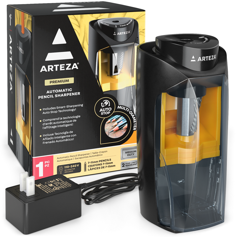 Electric Pencil Sharpener with Auto-Stop | 7-11 mm Pencils, Wall Plug Included