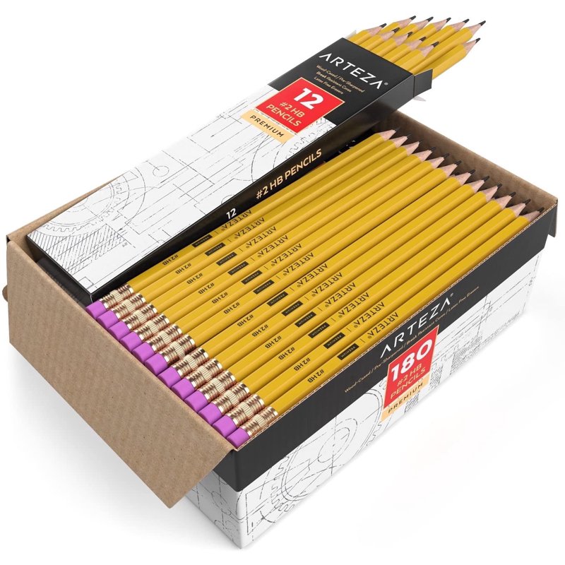 Bulk Wood Cased Pencils #2 HB - Pre-Sharpened, Break-Resistant Lead for Drawing & Writing