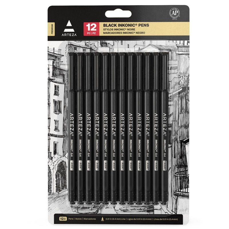 Arteza Inkonic Fineliner Pens 0.4mm Black, 12 Count — Variation of THIS listing