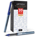 Bulk Blue Rollerball Pens with Fine 0.5mm Needle Tip - 20 Pack for Writing & Drawing