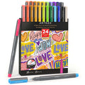 Felt Brush Tip Pen Set - 24 Vivid Colors for Drawing, Calligraphy & Art