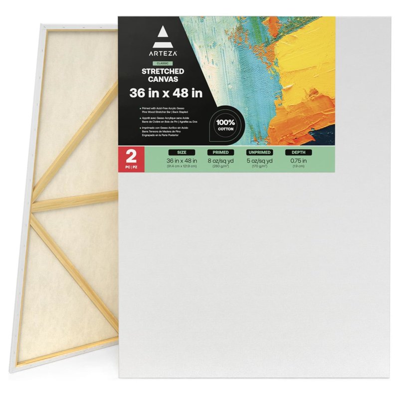 Large Ready-to-Paint Cotton Canvas Set - 36 x 48 Inches, 2 Pack