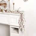 Artificial Christmas Berry Garland, White Winter Wreath Decor, 68 Inch Long Faux Plant for Holiday & Mantel