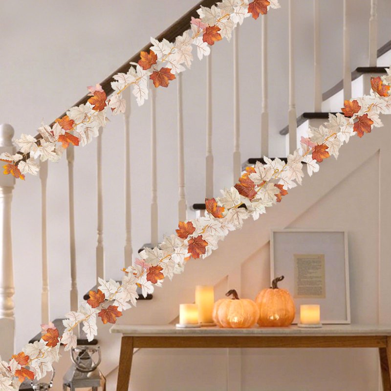Artificial Maple Leaf Vine Garland for Halloween & Thanksgiving, 68 Inch DIY Decor