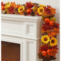 Autumn Garland with Maple Leaves, Pumpkins & Sunflowers for Thanksgiving Decor - 39 Inches Long