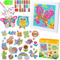 Kids Diamond Art Craft Kit with Wooden Frame - Animal Stickers & Keychains