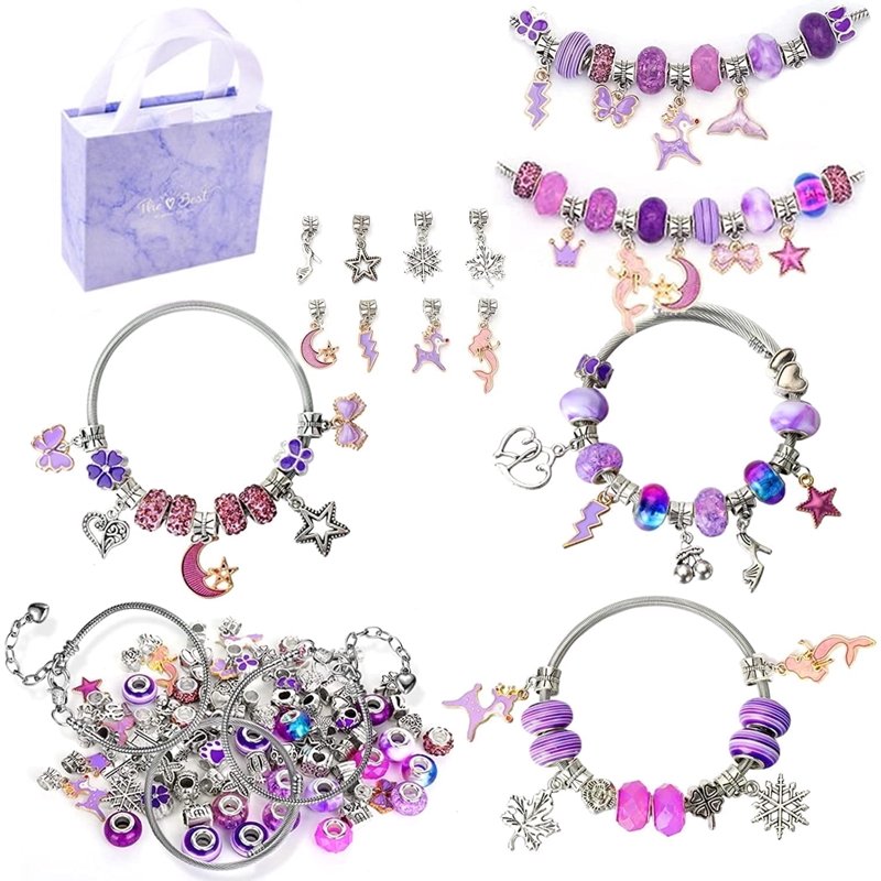 Kids Bead Jewelry Making Kit - DIY Bracelets & Charms for Girls 8-12 Years