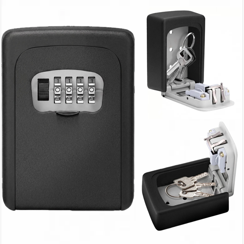 Outdoor Key Lock Box with Resettable Combination Secure Safe for Wall Mounting