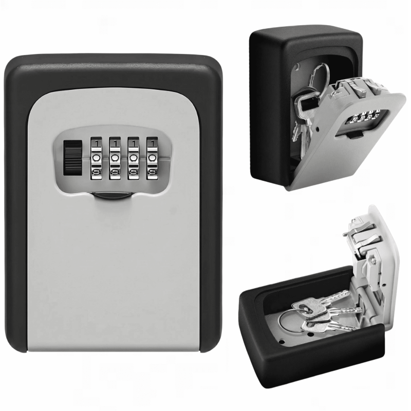 Portable Wall Mount Key Lock Box with Resettable 4-Digit Combination for Outdoor Security