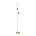 Three-Light Floor Lamp Satin Brass 65.5 Inches Modern Transitional Design