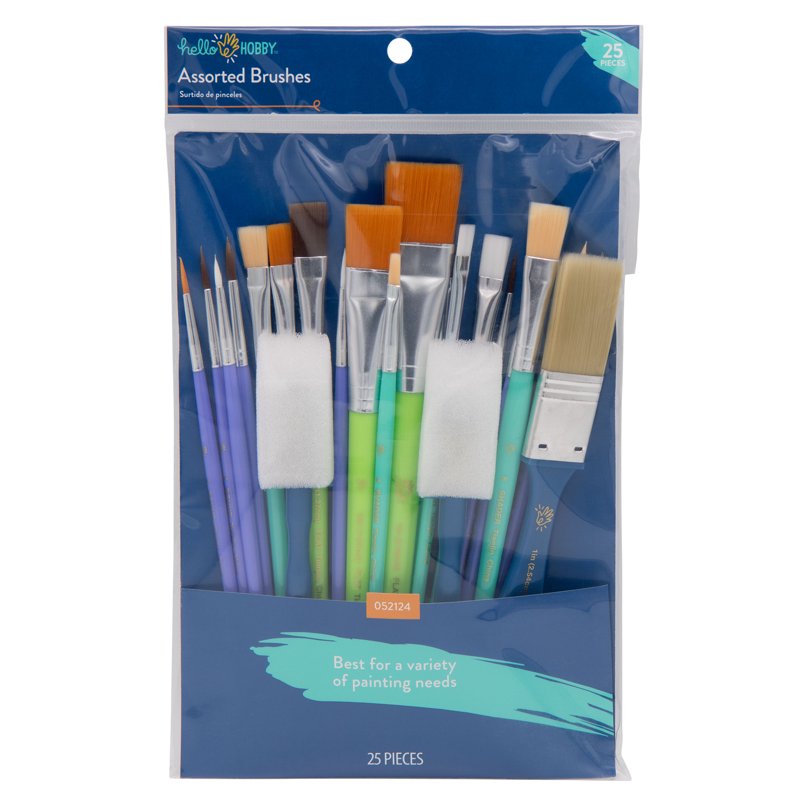 25-Piece Assorted Craft Paint Brush Set for Art & Craft Projects