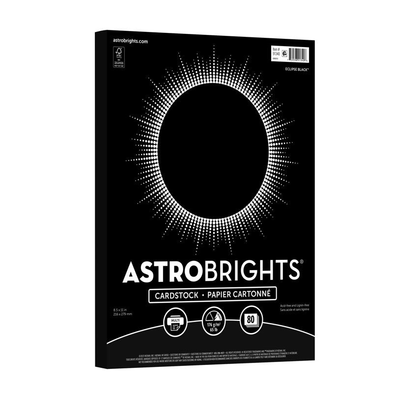 Black Cardstock Paper 8.5x11 Inches, 65 lb, Pack of 80 Sheets for Crafts & Invitations