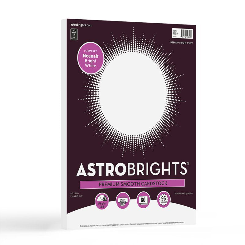 Bright White Cardstock Paper 8.5 x 11 Inch 65 lb Pack of 80 Sheets