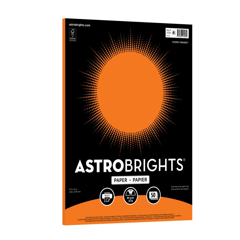 Colored Paper A4 8.5 x 11 Inches Cosmic Orange 50 Sheets - Bright, Durable Office & Classroom Paper