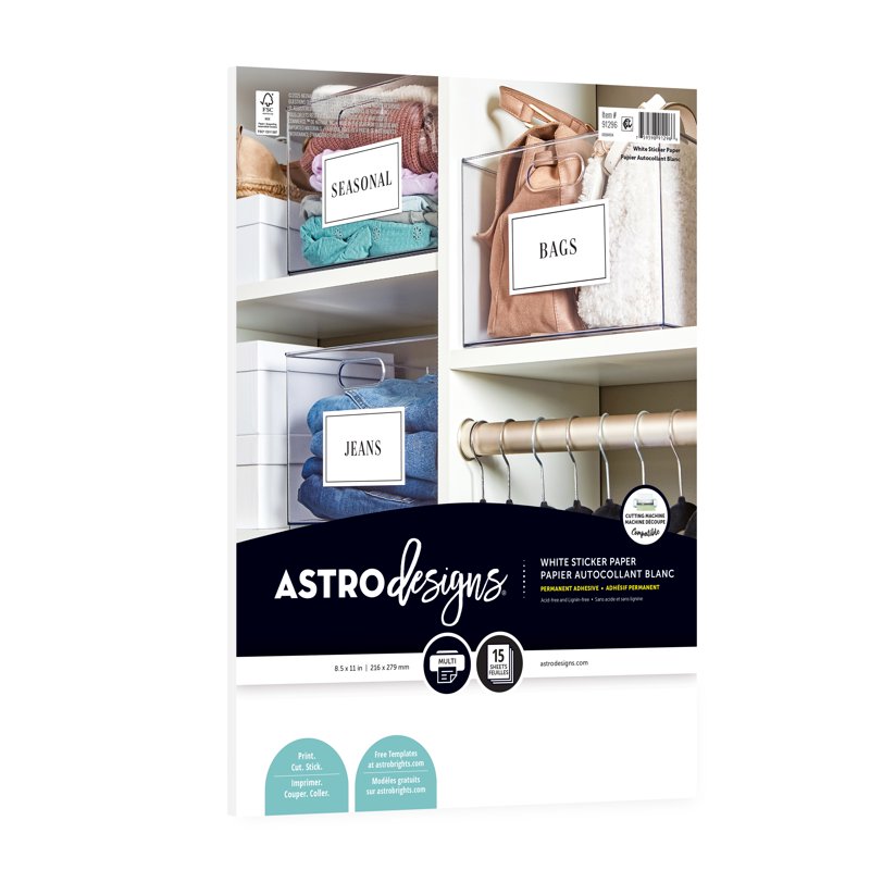 Printable Sticker Paper for Inkjet & Laser Printers - 8.5x11 White Sheets, 15 Pack