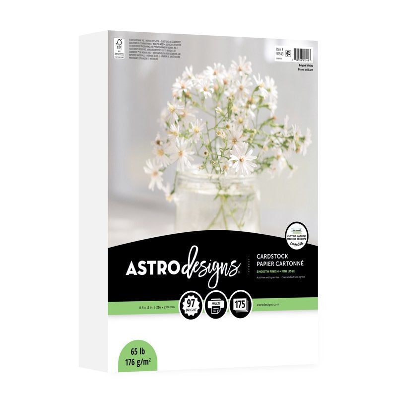 White Cardstock Paper 8.5 x 11 Inches, 65 lb / 176 GSM, Pack of 175 Sheets