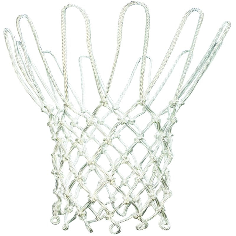 Heavy Duty Regulation Size Basketball Net - White Polyester for Indoor & Outdoor Play