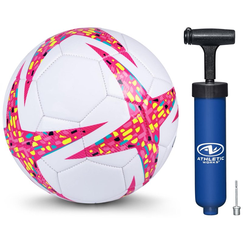 Size 4 Soccer Ball Six-Pack with Pump – Pink, 6 Pack (Athletic Works)