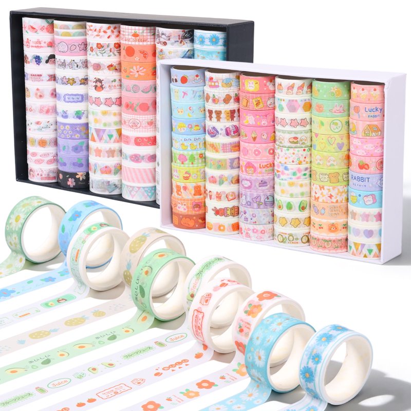 120 Rolls Washi Tape Set - Decorative Floral, Fruit & Animal Patterns for Scrapbooking & Journaling