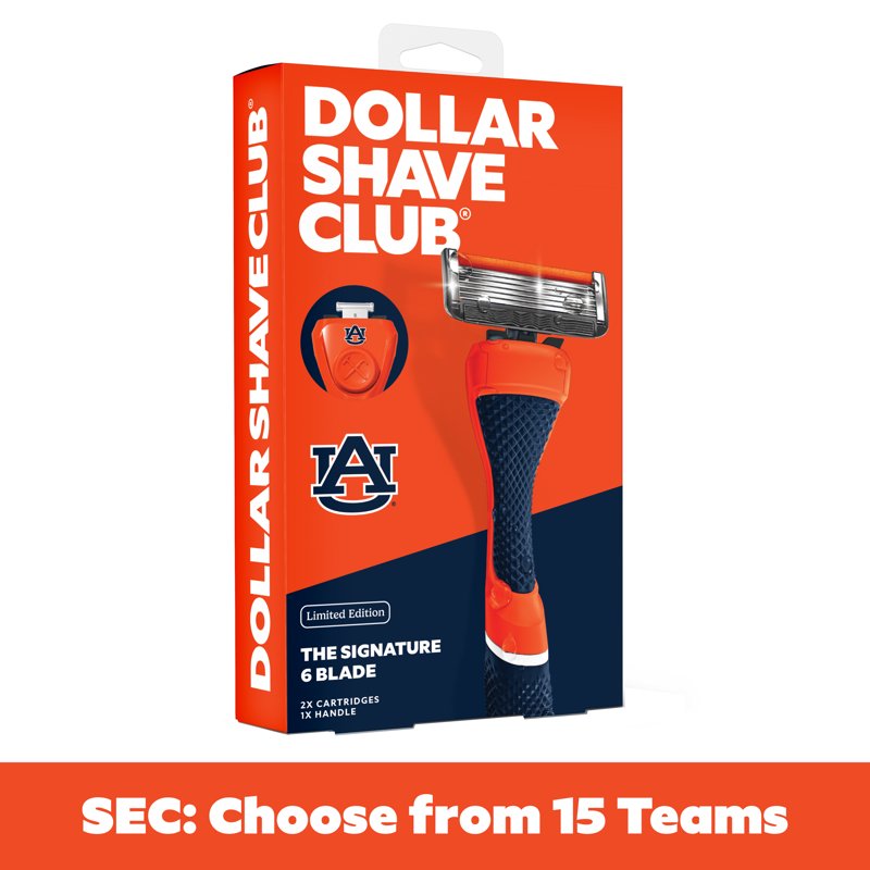 Men's 6-Blade Razor Starter Set with Reusable Handle & Aloe Lubricant