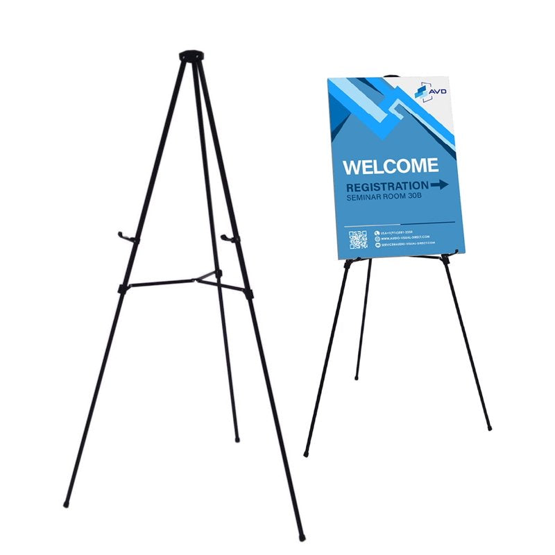 Lightweight Aluminum Telescoping Display Easel - Adjustable Height, Collapsible, Black