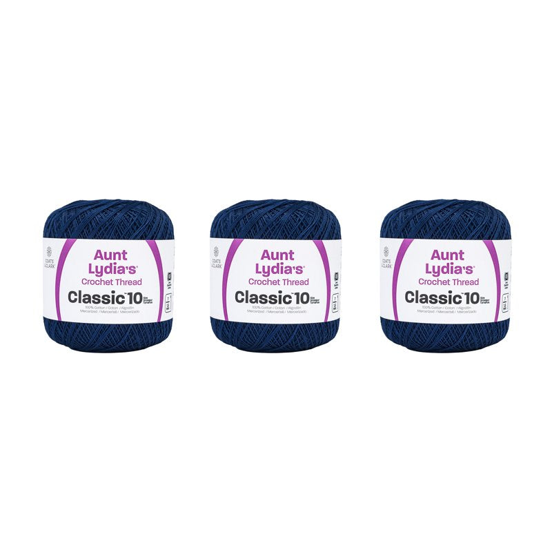 Crochet Thread Set - Aunt Lydia's Classic Navy Cotton 3 Pack 350Y/320M Gauge 10