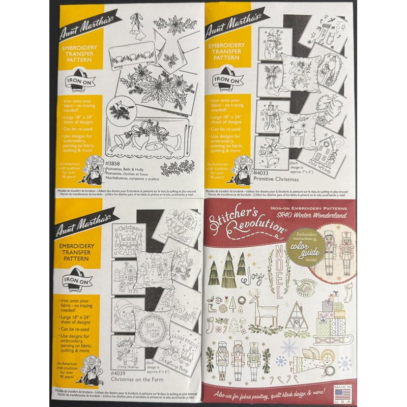 Christmas Embroidery Pattern Set for Fabric Painting and Needlework