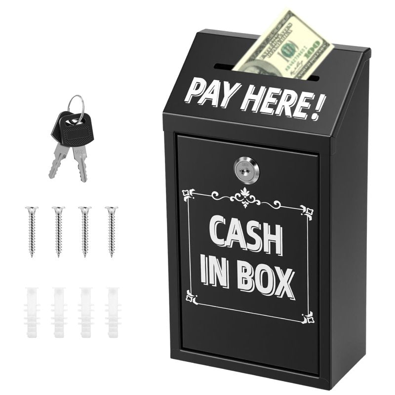 Metal Cash Drop Box with Lock and Slot for Farm Stand Porch Pickup - All Colors