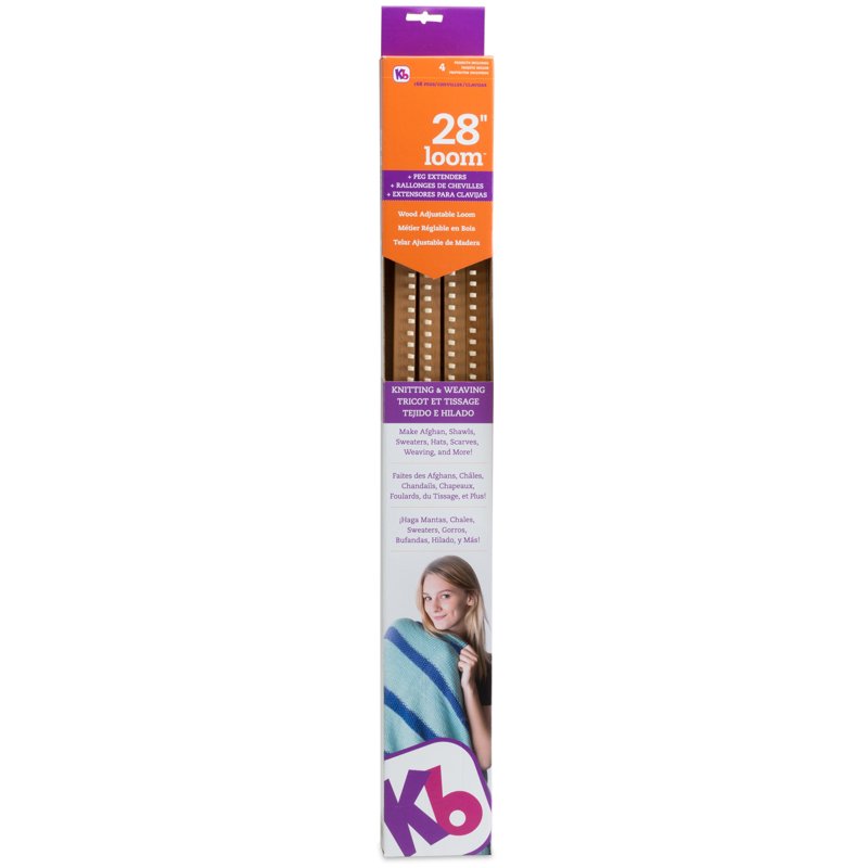 28-Inch Wooden Knitting Loom Board with 168 Pegs, Adjustable for Sweaters & Afghans