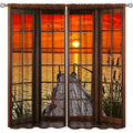 Botanical & Autumn Landscape Window Curtain Set - Soundproof Room Decor