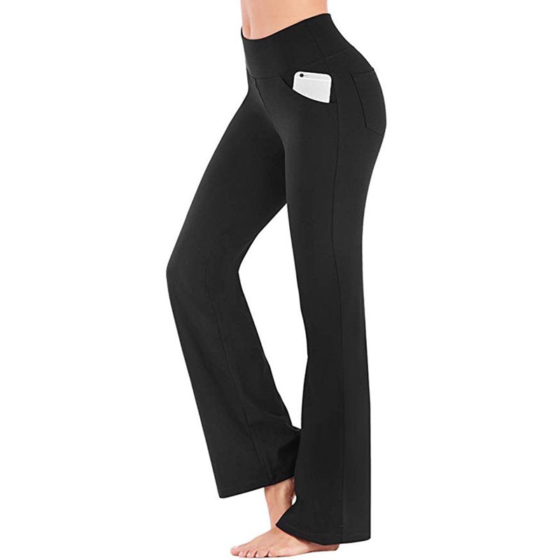 High Waist Bootleg Yoga Pants with Pockets for Women - Stretch & Flare Leggings