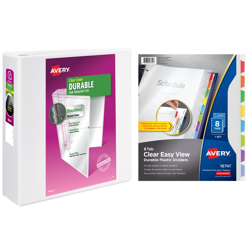 3-Inch Ring Binder with 8 Tab Dividers Office Supplies Set