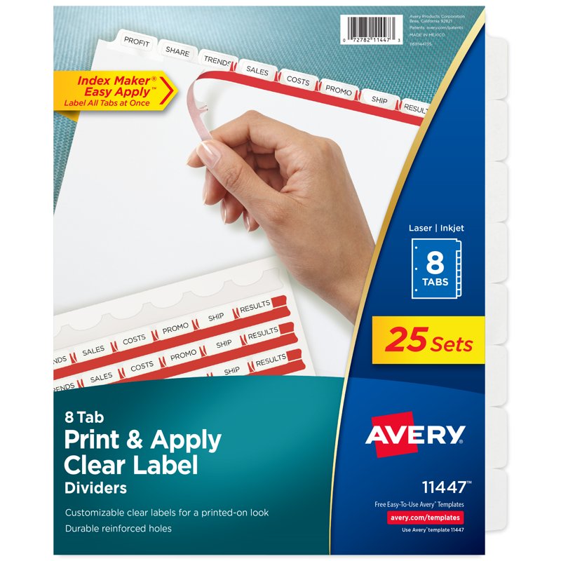 8-Tab Print & Apply Dividers for Binders - Customizable Office Organization