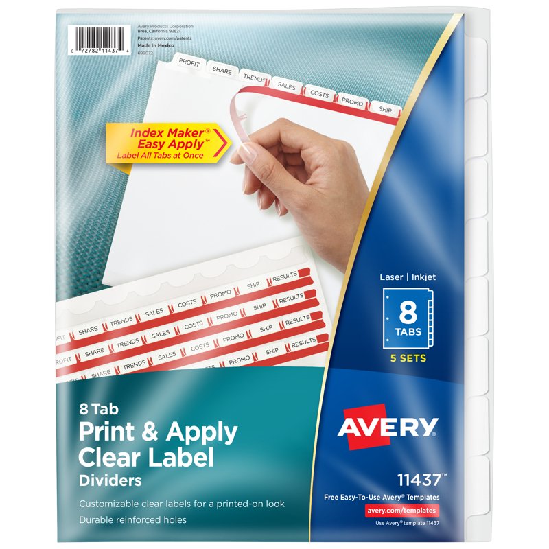Printable Binder Dividers with Tabs - Customizable 8-Tab Sets, 5 or 2 Pack