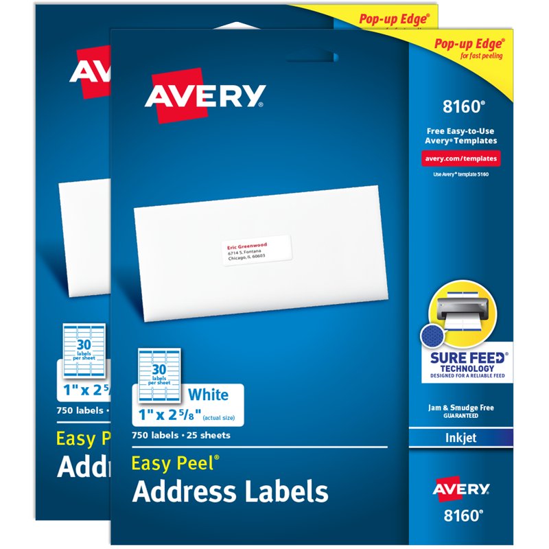 Printable Address Labels 1" x 2-5/8" White 1500 Labels for Mailing & Organization
