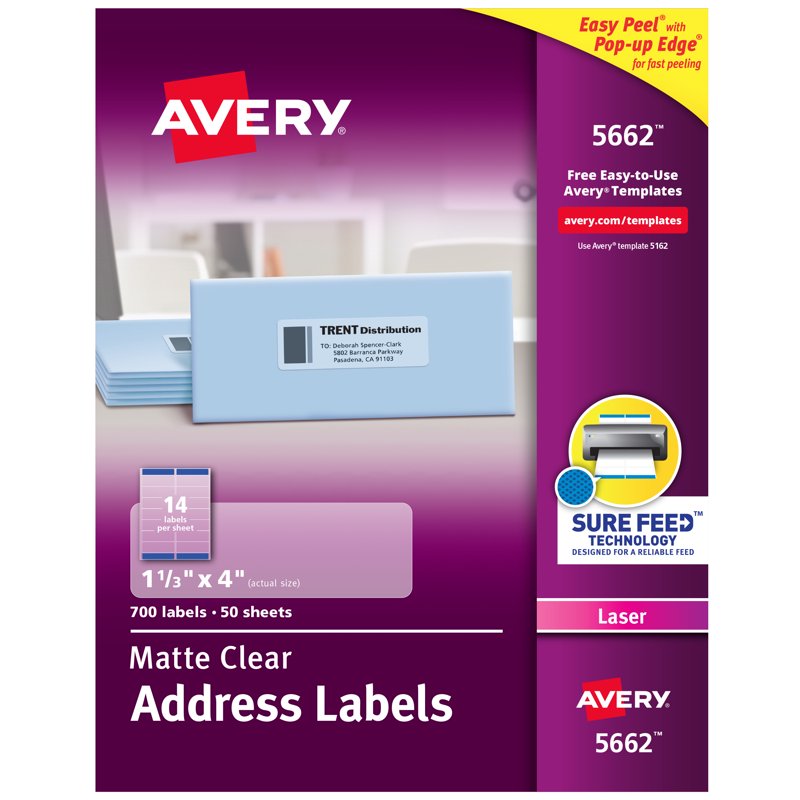 Clear Address Labels 700 Sheets 1-1/3 x 4 Inches Matte Permanent Adhesive