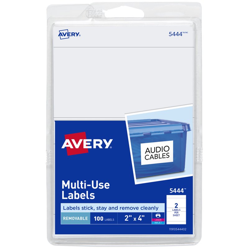 All-Purpose Removable Labels Pack - 2 x 4 Inches, 100 Labels