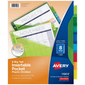 Big Tab Plastic Divider Set with Pockets - 8 Tabs, Multicolor, 8-Pack
