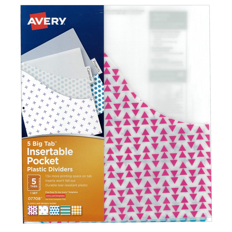 5-Tab Plastic Binder Dividers with Pockets - Heavy Duty Organization Set