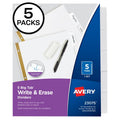 Write & Erase Divider Tabs - Reusable Big Tab Paper Dividers, 5 Sets of 23075