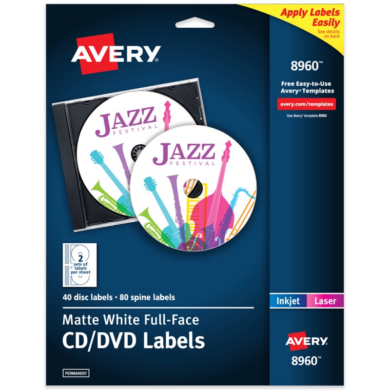 Full-Face CD Labels & Spine Labels Printable Label Set for Media Organization