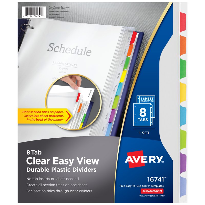 Clear Plastic Binder Dividers with Tabs - Reusable, Easy View Office Organization