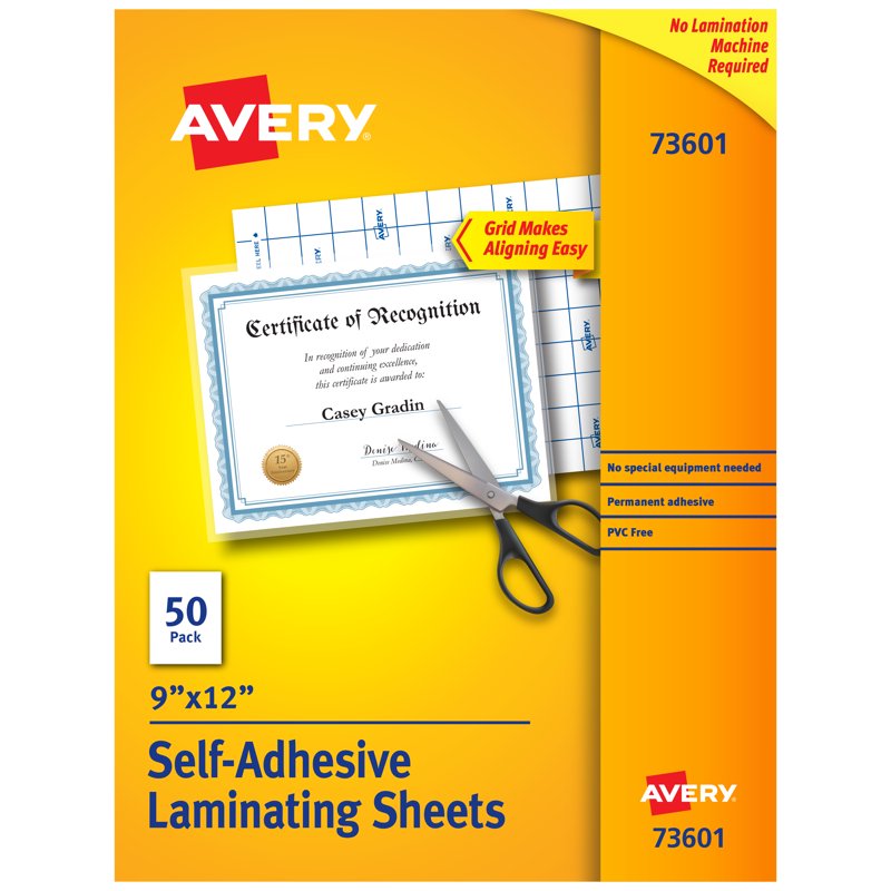Self-Adhesive Laminating Sheets 9 x 12 Inches - Pack of 50