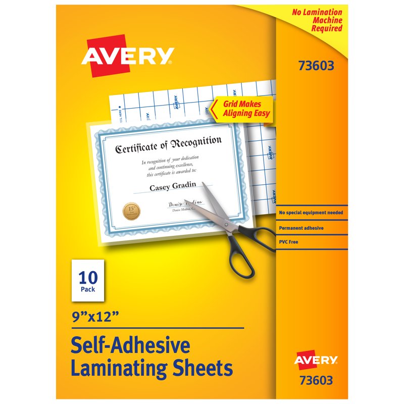Self-Adhesive Laminating Sheets 9x12 Inch, Pack of Multiple Sizes
