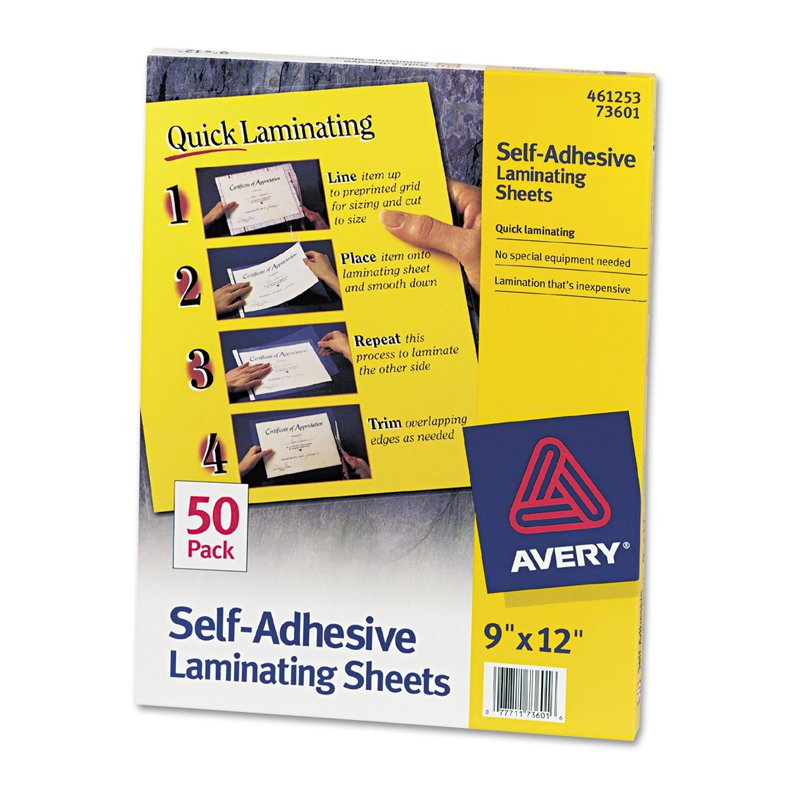Self-Adhesive Laminating Sheets 3 Mil 9x12 Inches 50 Pack